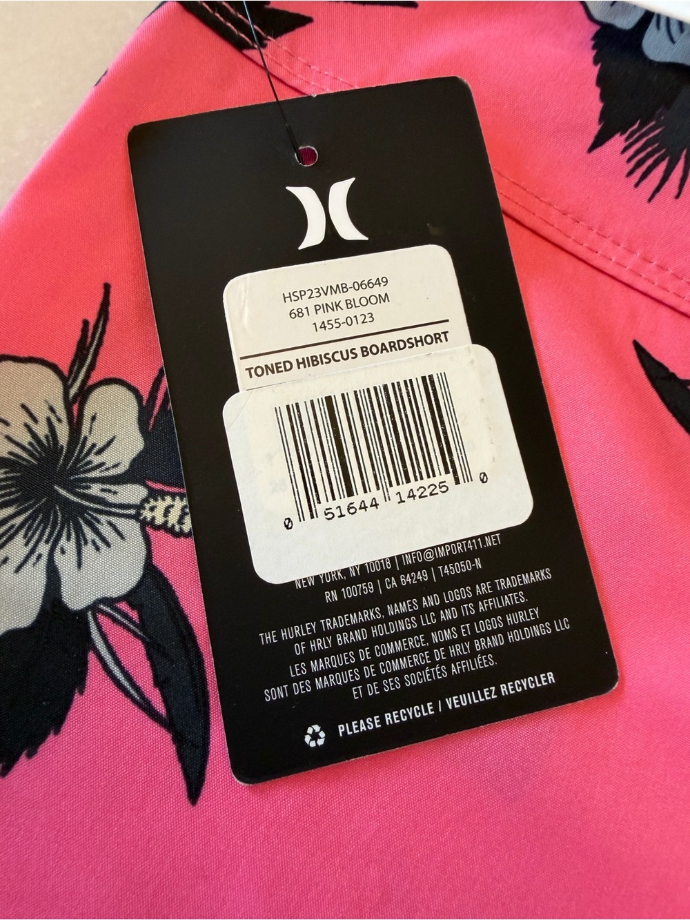 Hurley Men’s Pink Hibiscus Print Boardshorts - Picture 5 of 5